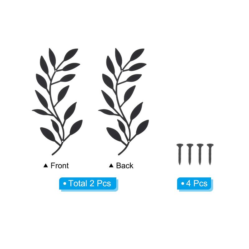 Metal Tree Leaf Wall Decor 2 Pack Vine Olive Leaf Wall Art Style 1