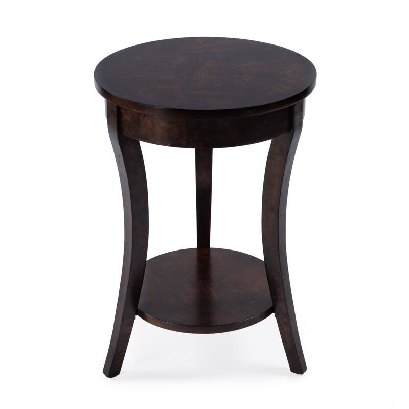 Holdin Round Burl Wood 18"W Side Table