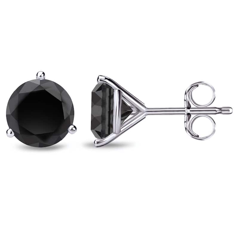 Auriya 1/2 to 4ctw Black Diamond Stud Earrings 14k White Gold Martini-set Pair