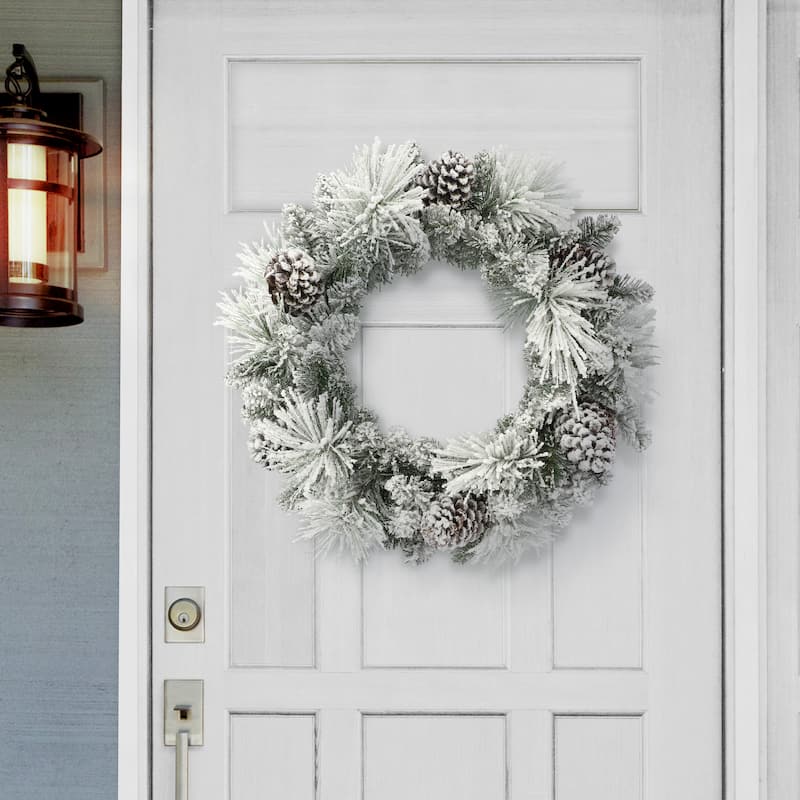 Puleo International 24" Flocked Berkshire Spruce Wreath