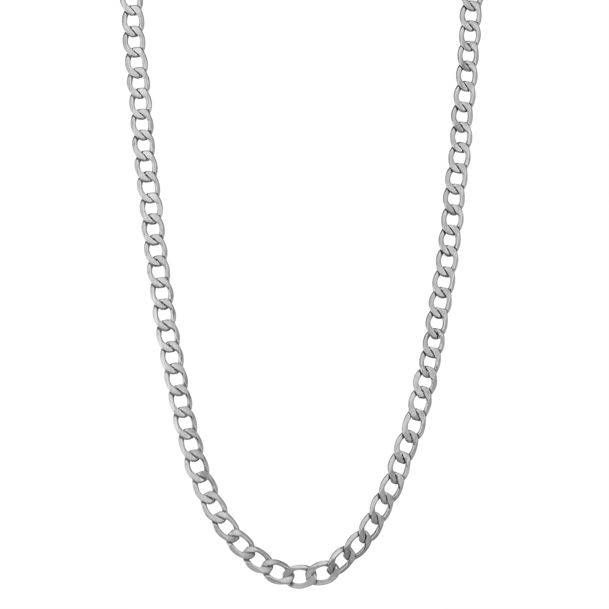 10K White Gold 5.3mm Men's Curb Chain Necklace By Gioelli