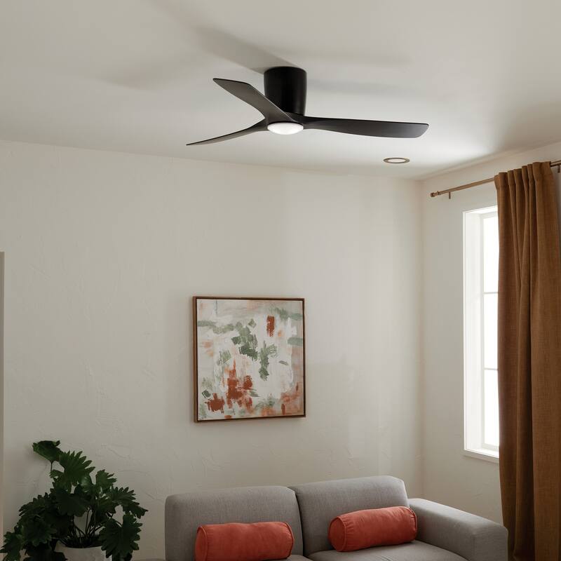 Kichler Lighting Volos 54 inch Integrated LED Indoor Satin Black Flush Mount Ceiling Fan