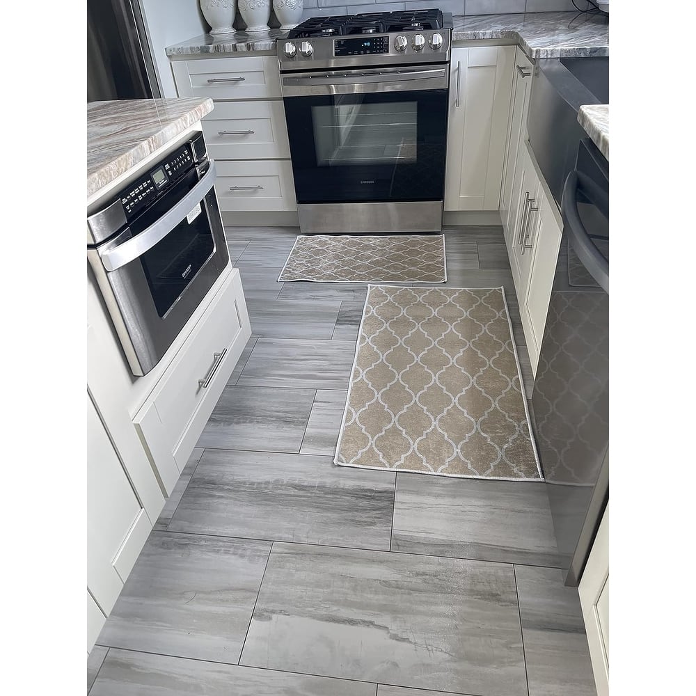 Sussexhome Non Skid Washable Kitchen Runner Rugs Set of 2 - Set of 44 x 24 and 31.5 x 20 Inches