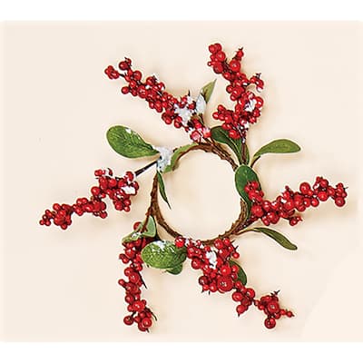 2.25" Snowy Berry Candle Ring, Set of 2 - 4
