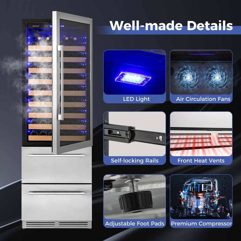 Costway 24 Inch Wine and Beverage Refrigerator with Independent - See Details