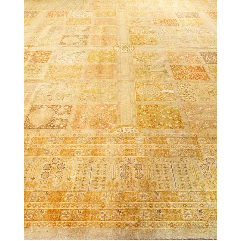 Overton Handknotted Wool Vintage Inspired Traditional Mogul Ivory Area Rug - 18' 2" x 12' 4"