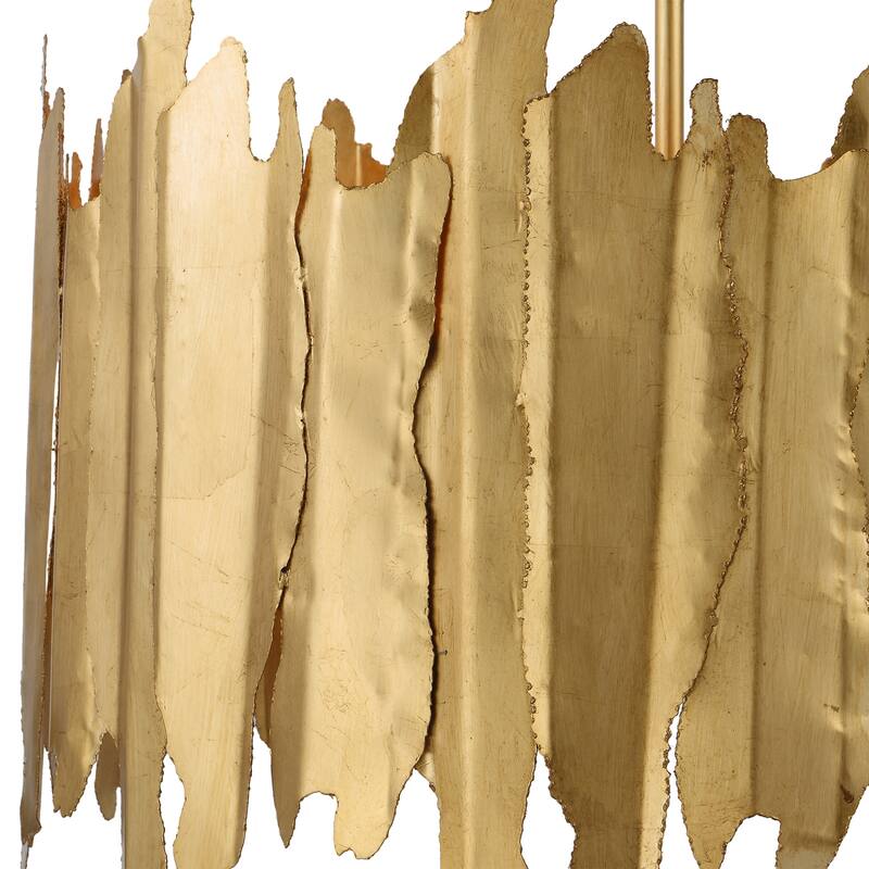 Segment Leaf Sheets Welded 8 Light Ceiling Pendant - 28" - Gold