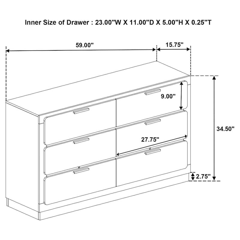 Caraway Contemporary Wood 6-drawer Dresser