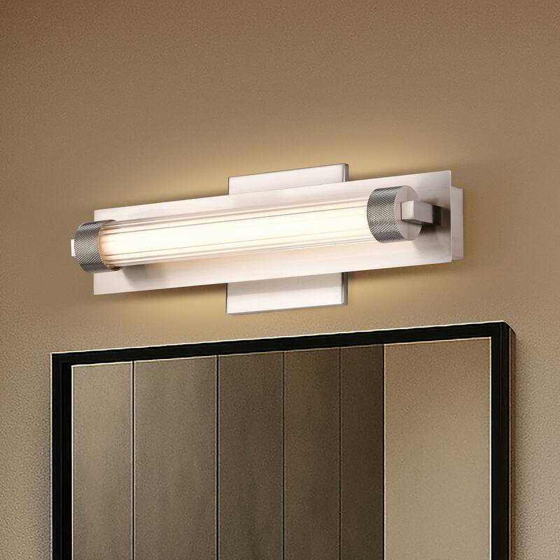 Larissa 14 Inch LED Vanity 3000K CCT Brushed Nickel Finish Opaque Glass - Brushed Nickel
