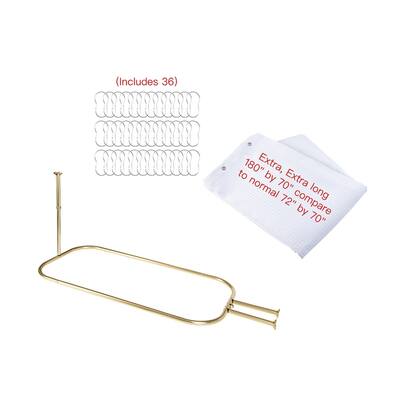 Utopia Alley Rustproof Aluminum Hoop Shower Rod, 45.7 Inch Size by 22 Inch, with White Shower Curtain 180x70 inch