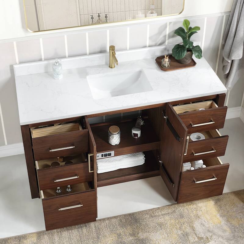 San Single Bath Vanity with Composite Stone Top and Mirror