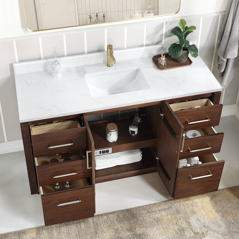 San Single Bath Vanity with Composite Stone Top without Mirror