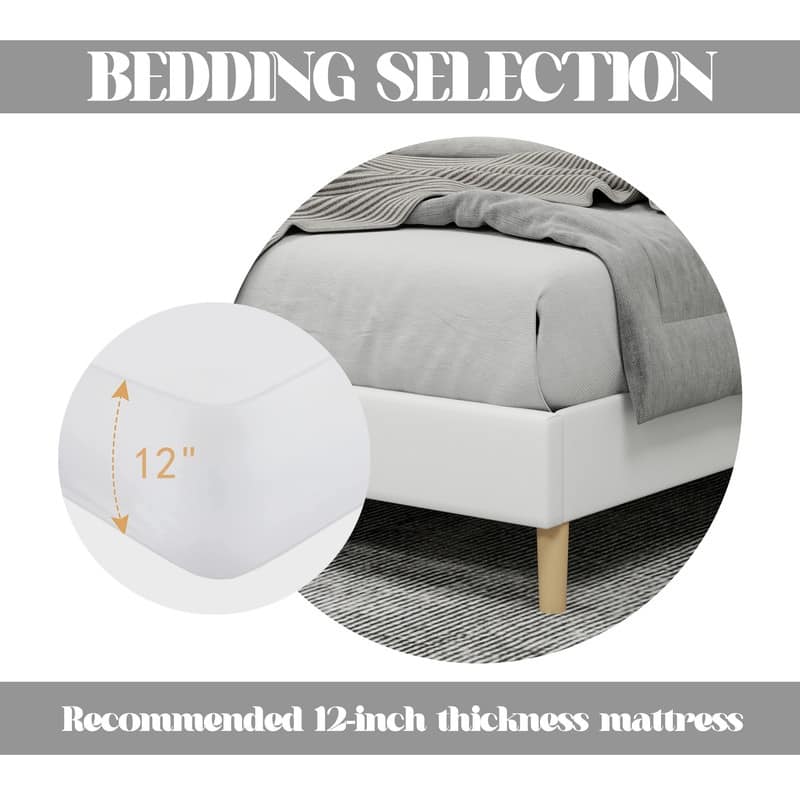 Caxkun Upholstered Platform Bed Frame with Wingback headboard