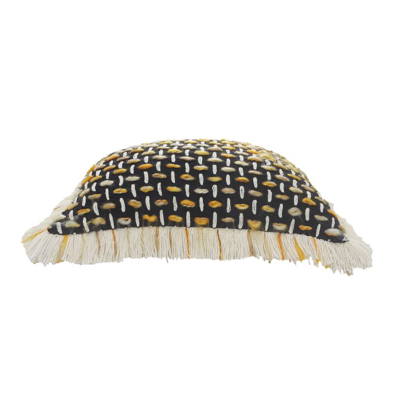 Sevita Modern Interwoven Throw Pillow with Fringe