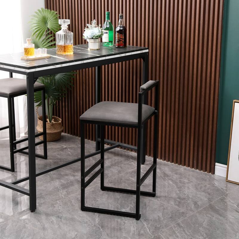 Set of 2 Barstools, Upholstered/Back Paper Rope Woven Bar Stools, Modern Metal Frame Dining Chairs for Counter, Kitchen Island