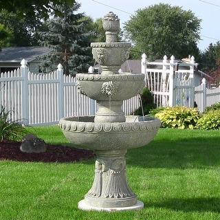 4-Tier Lion Head Outdoor Water Fountain Backyard Patio Feature - 53"