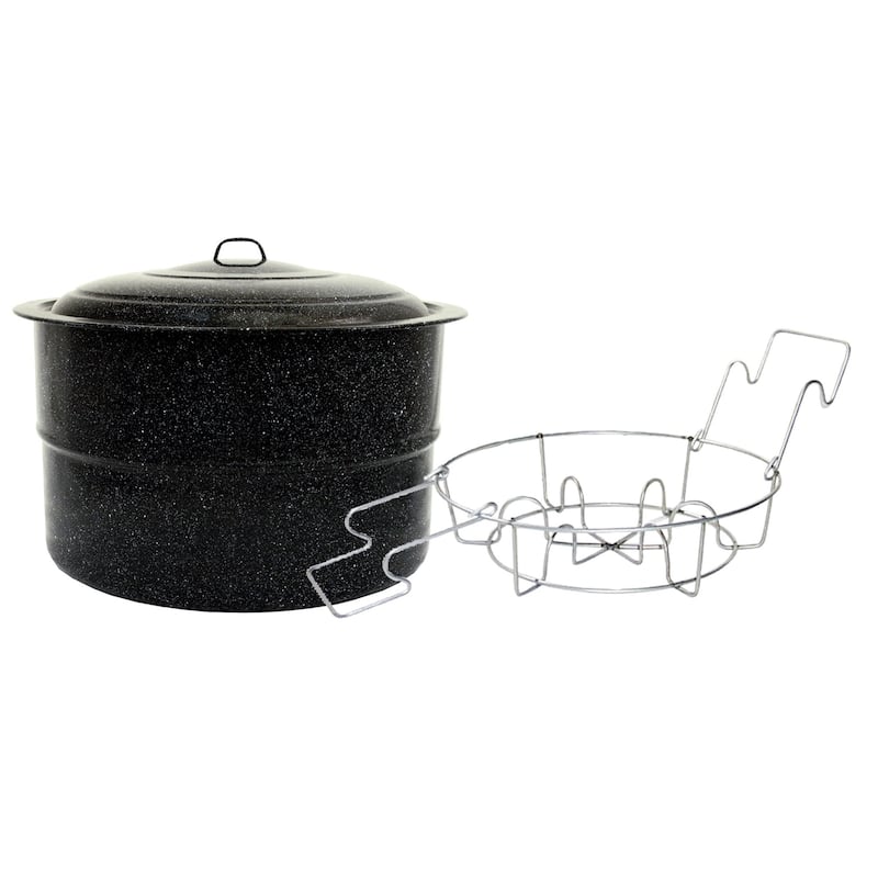 Granite Ware Speckled Black Waterbath Canner with Jar Rack