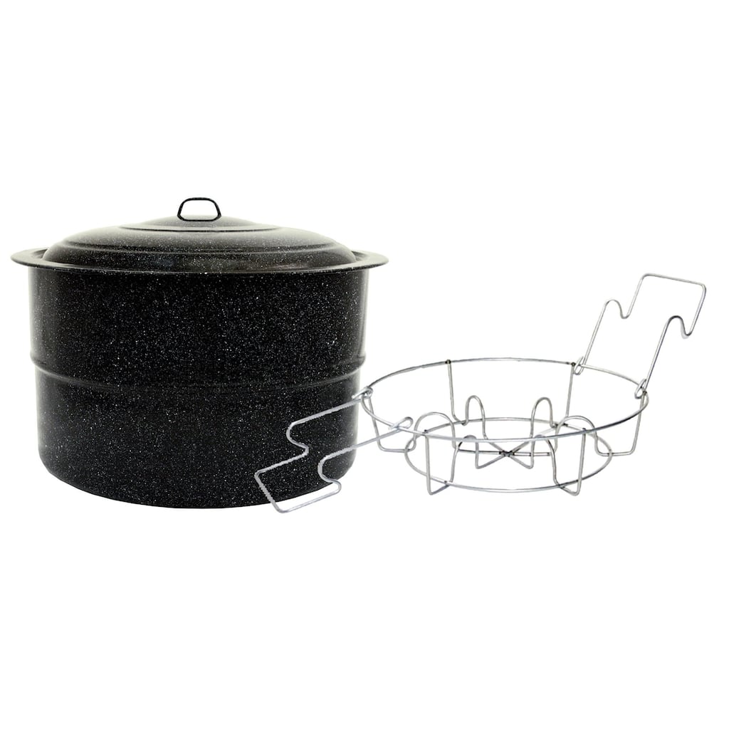 Granite Ware Speckled Black Waterbath Canner with Jar Rack