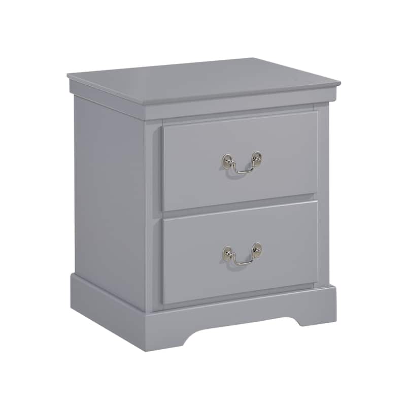 1pc Classic Traditional 2 Drawers Nightstand