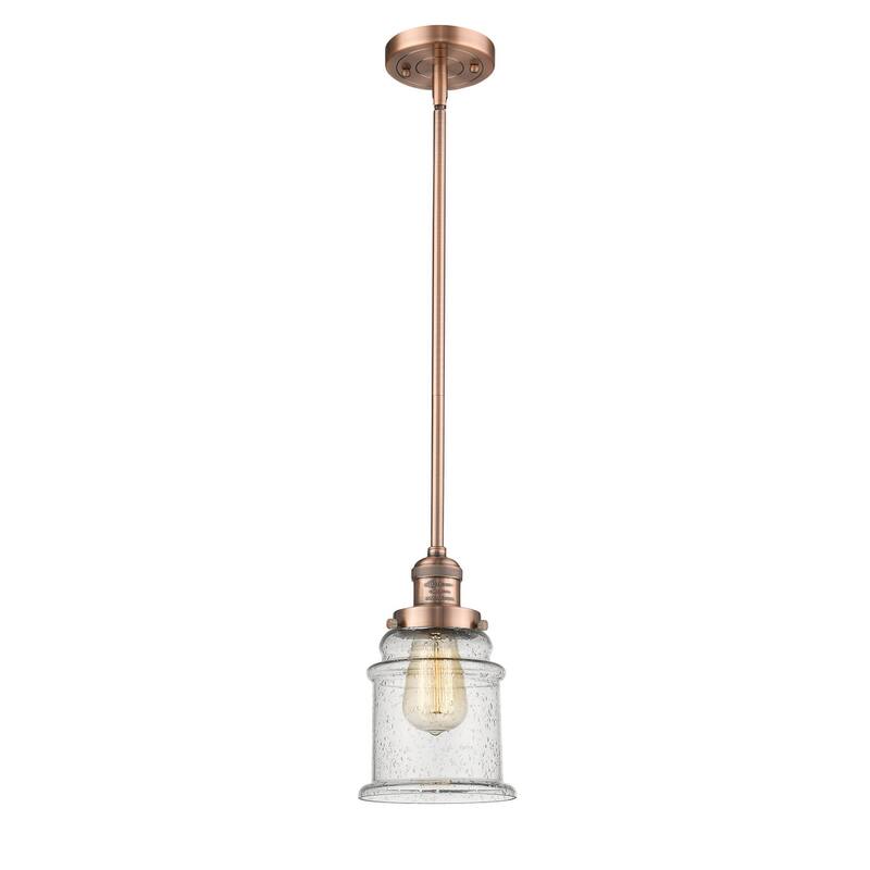Innovations Lighting Canton 7" Wide Mini Pendant - Downrod Suspension - Antique Copper / Seedy