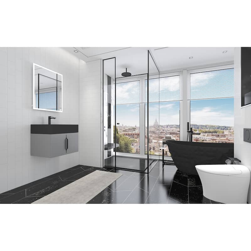 Nile 24-Inch Wall Mounted Bathroom Vanity Set w/ Black Top