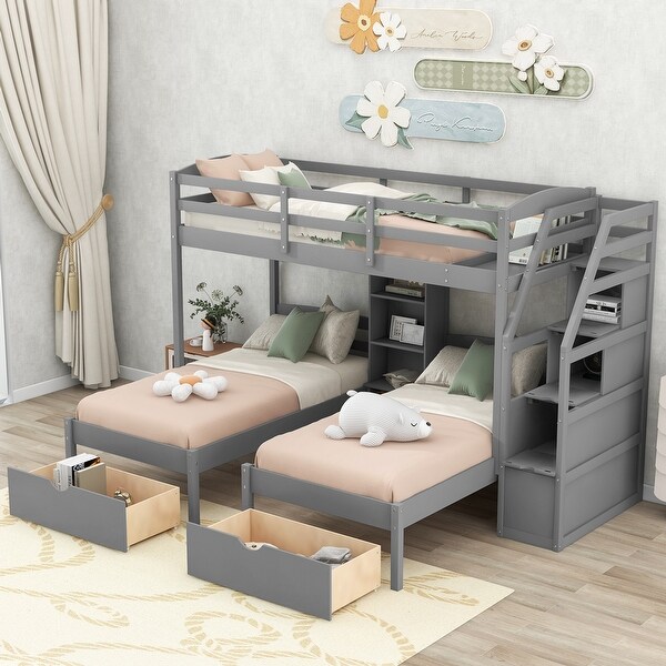 Triple bunk bed with drawers deals