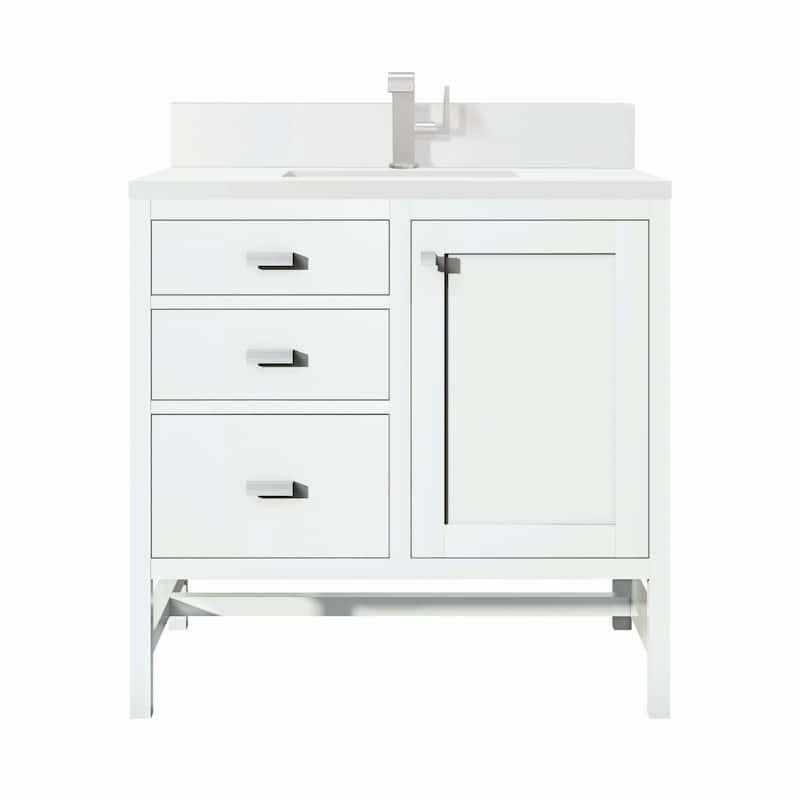 James Martin Vanities E444-V36-1WZ Addison 36" Single Basin Wood - Glossy White