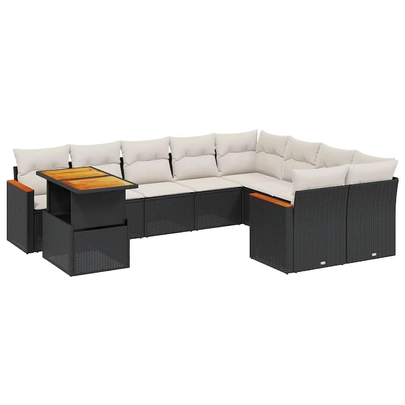 10-Piece Garden Sofa Set with Cushions - 21.7 x 39.4 x 28.7 in