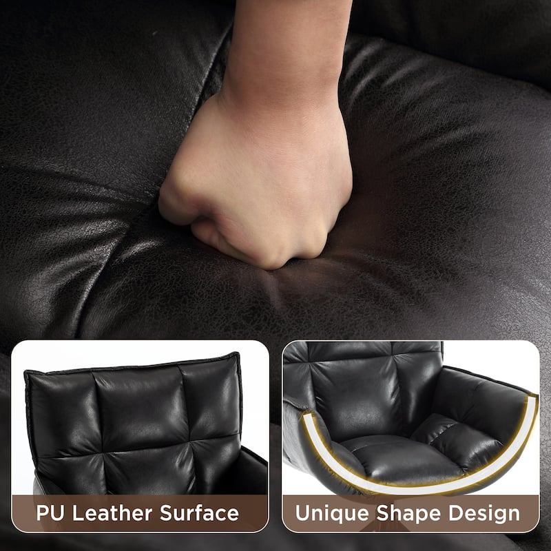 Faux Leather Upholstered Swivel Club Chair Accent Armchair (Set of 2)