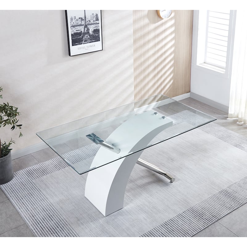 Stylish Dining Room Table, Luxury Glass Top Dining Table, Modern Design For Your House (2 Colors)