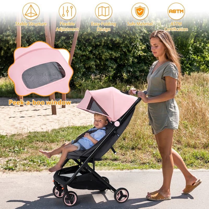 Compact Lightweight Stroller with One-Hand Fold