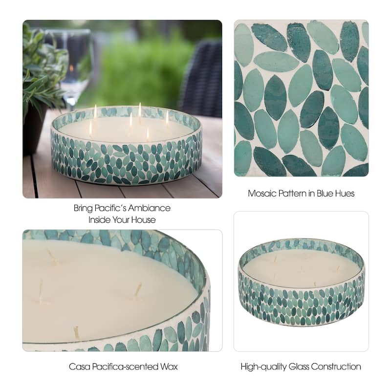 Sagebrook Home Glass, 8" 49 Oz Crackled Bowl Scented Candle, 3"H - 8" x 8" x 3"