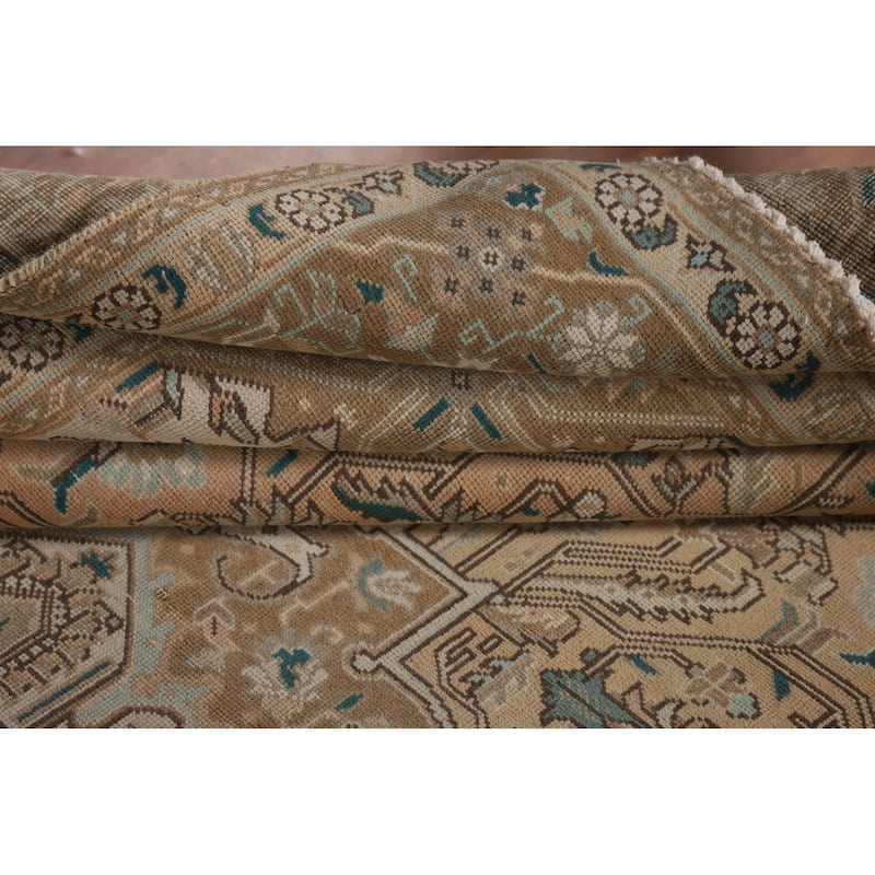 Geometric Tabriz Persian Vintage Rug Hand-Knotted Wool Carpet - 6'9"x 9'8"