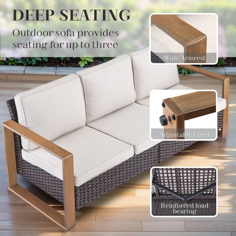 Gymojoy 7 Pieces Rattan Sofa,Gilder Chair, Patio Chair and Ottoman