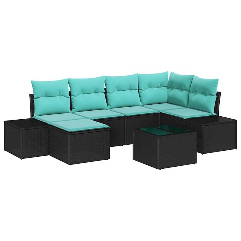 vidaXL 7 Piece Garden Sofa Set with Cushions - 103.9×60.6×27.2
