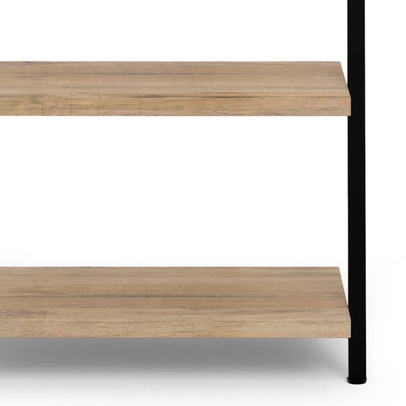 Simpli Home Trent SOLID MANGO WOOD & Metal 70x27" Rectangle Industrial Ladder Shelf in Natural - 15" D x 27" W x 70" H