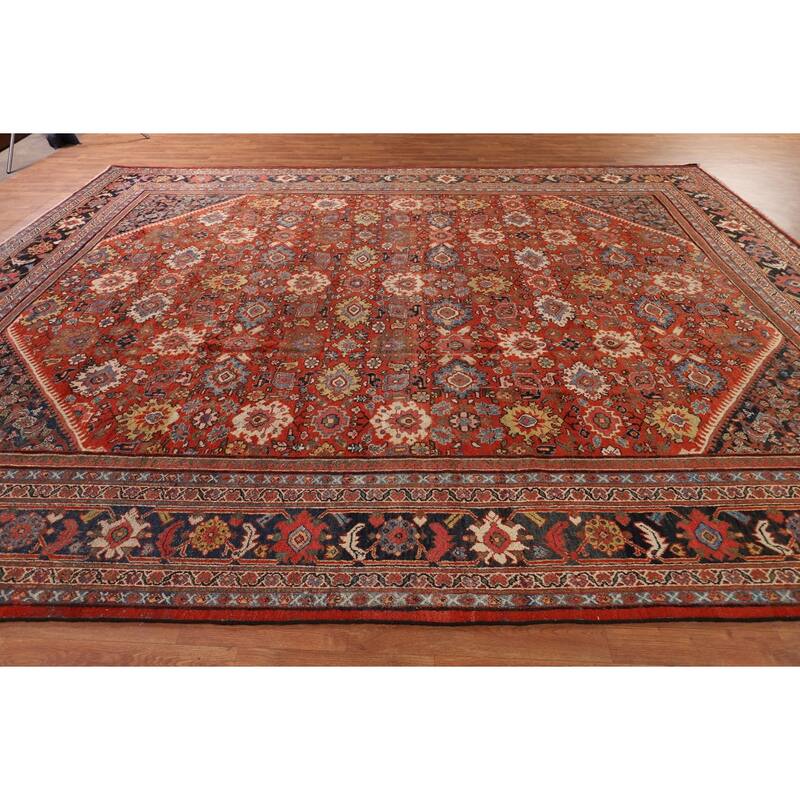 Pre-1900 Antique Sultanabad Large Rug Hand-Knotted Wool Carpet - 10'5"x 13'11"