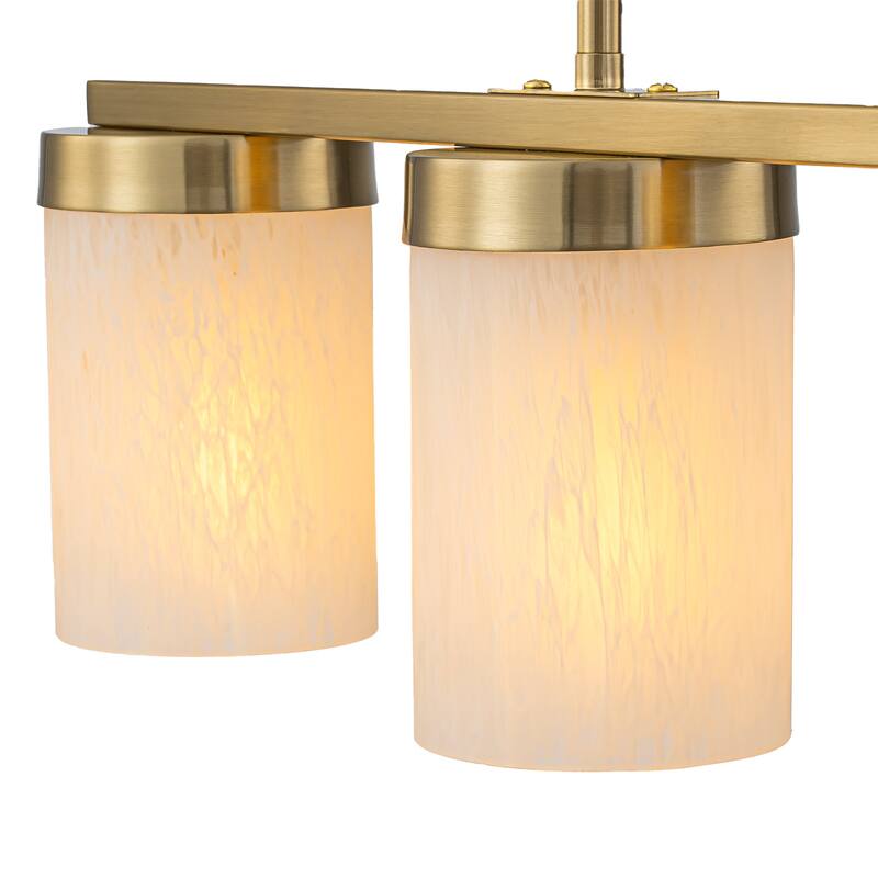 4-Light Faux Marble Glass Island Pendant Light Modern Kitchen - Dia.28.94-in