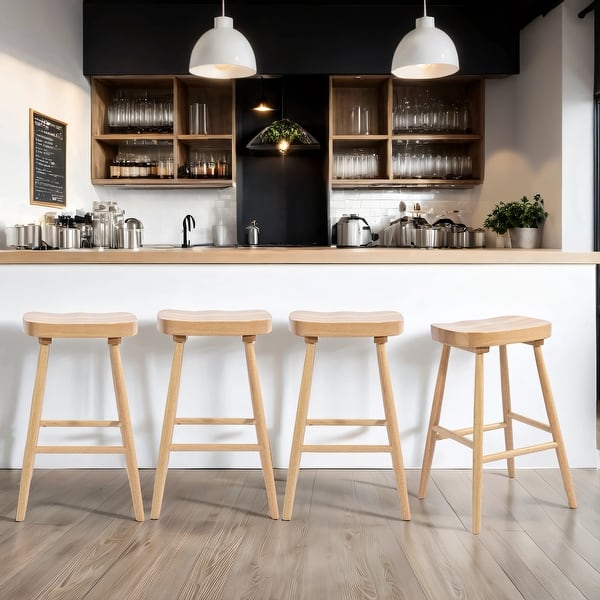 Shaker 26" Height Wooden Counter Stools With Footrest