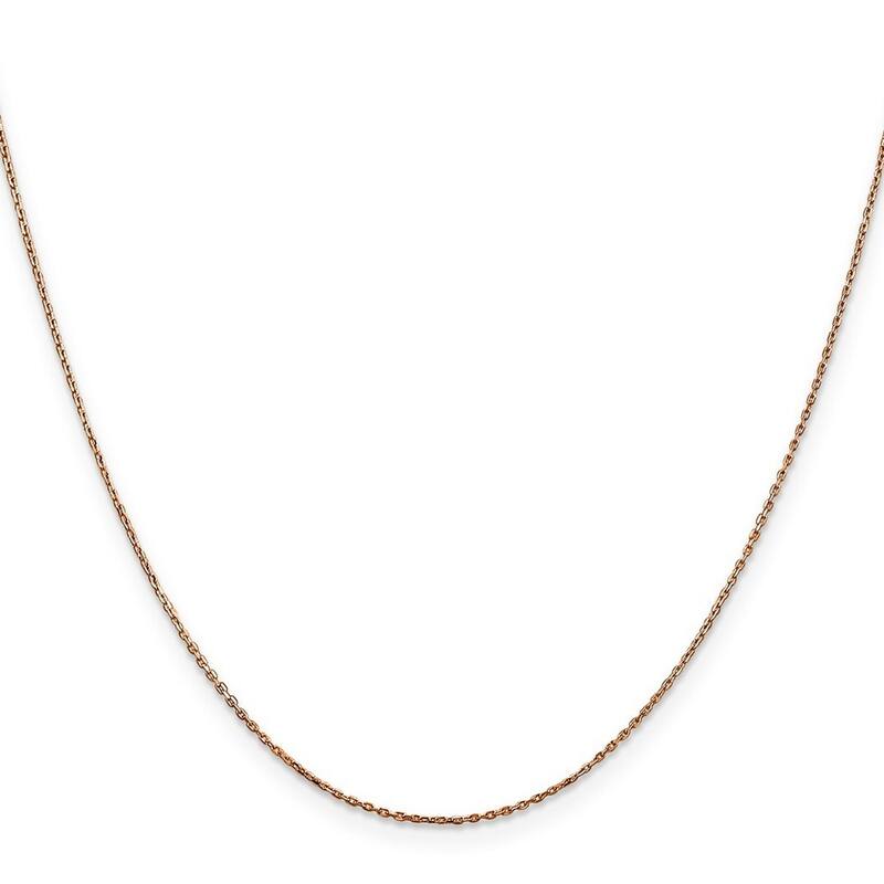 Curata 14k Rose Gold 10" 0.8mm Sparkle Cut Cable Chain Ankle Bracelet