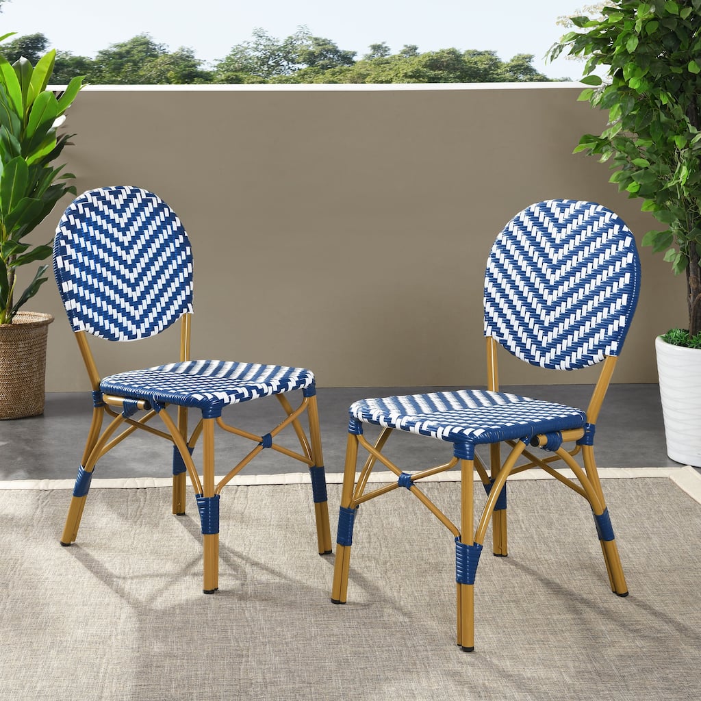 Picardy Patio French Cafe Chair (Set of 2) by Christopher Knight Home - 17.75" L x 23.25" W x 35.00" H