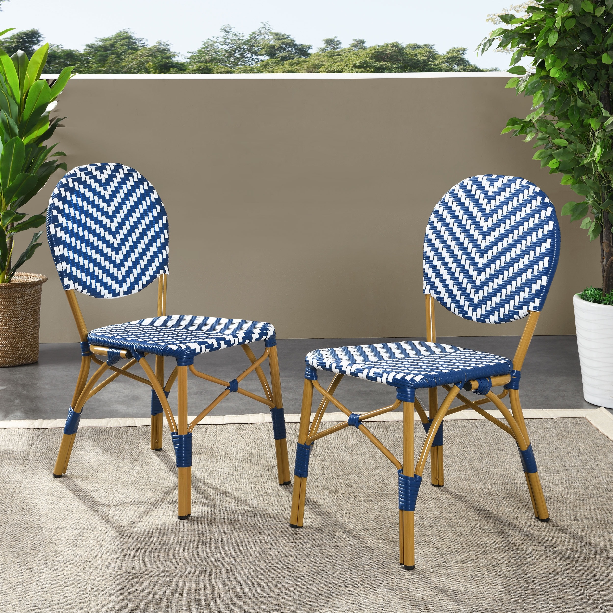 Remi Faux Bamboo/ Faux Rattan Outdoor French Bistro Chairs (Set of 4