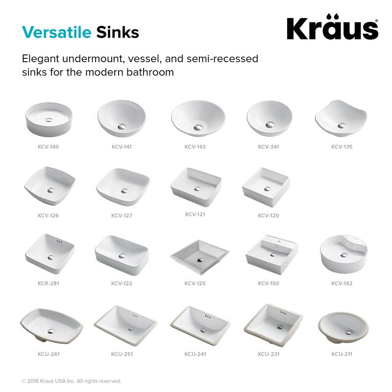 Kraus Elavo 17" Vitreous China Undermount Bathroom Sink with Overflow