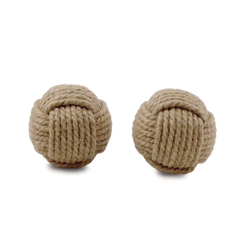 HomeRoots Set of Two Natural Jute Decorative Orb Tabletop Sculpture - 4' X '4' X '4