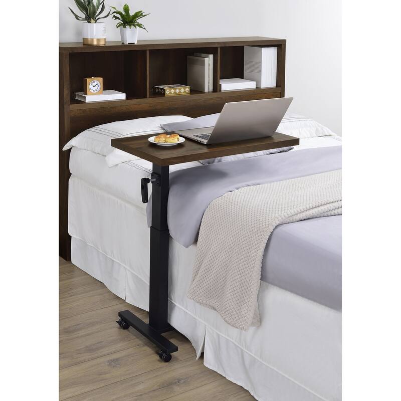 Geary Height Adjustable Mobile Bedroom C-Table - Dark Pine