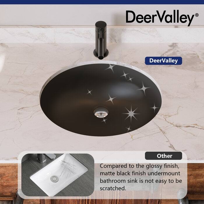 DeerValley Symmetry 18" Oval Vitreous China Undermount Bathroom Sink