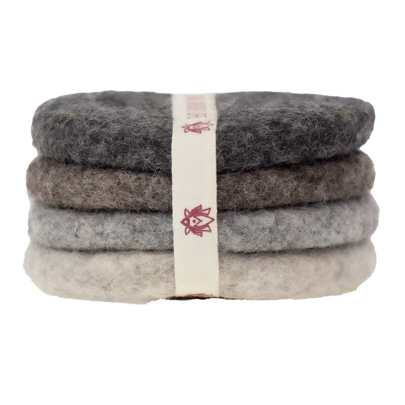Handmade Felt Macaroon Coasters, Set of 4 - Cobblestone
