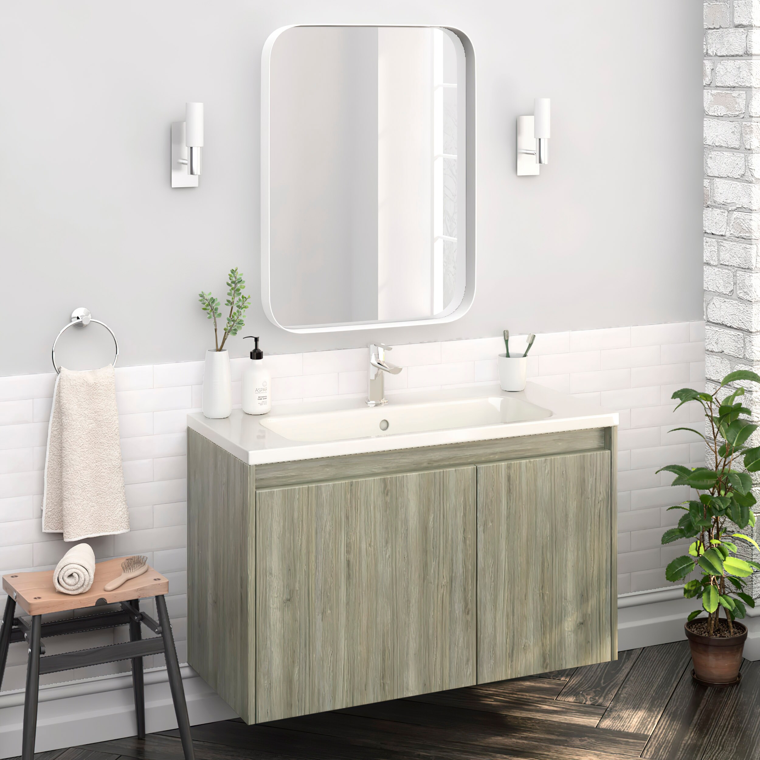 Shop 40 Modern Bathroom Vanity Cabinet Village Sahalie Pine Wood 40 X 24 X 18 Inch Vanity Cabinet Ceramic Top Sink On Sale Overstock 31103891