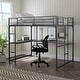 preview thumbnail 1 of 8, Metal Full Loft Bed with L-shaped Desk Workstation Black