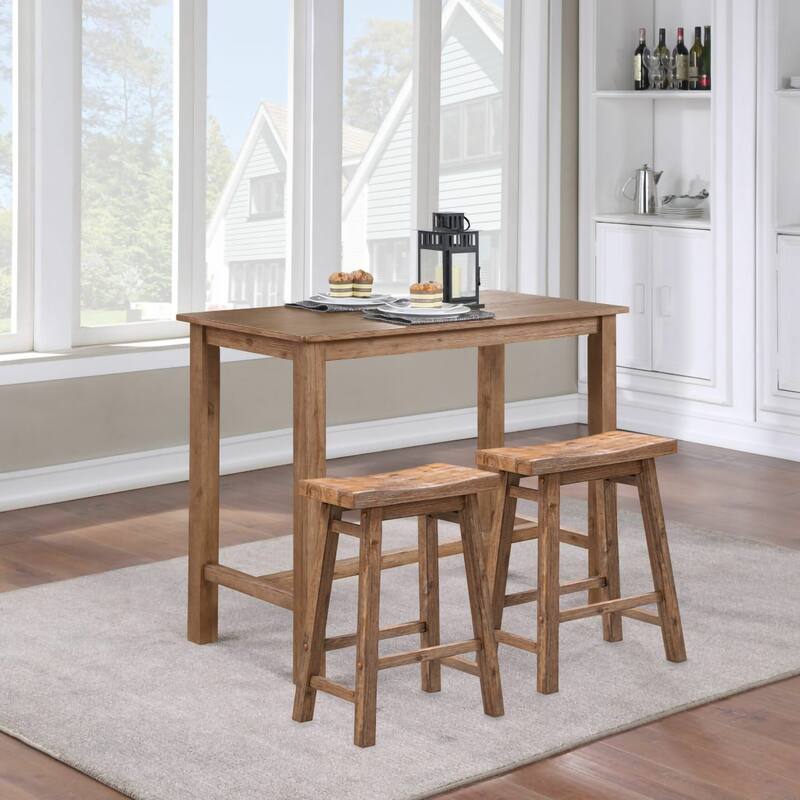 Sonoma Backless Saddle Stool - Set of 2 - Barnwood Wire-Brush - Counter Height